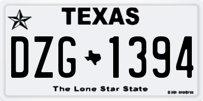 TX license plate DZG1394