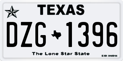 TX license plate DZG1396