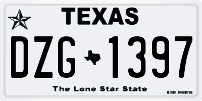TX license plate DZG1397