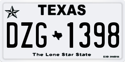 TX license plate DZG1398