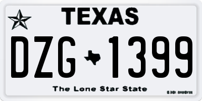 TX license plate DZG1399