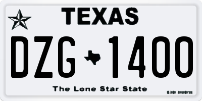 TX license plate DZG1400