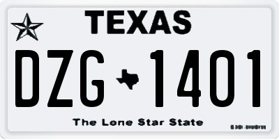 TX license plate DZG1401