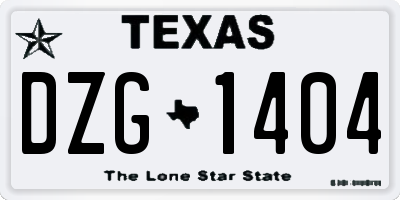 TX license plate DZG1404