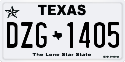 TX license plate DZG1405