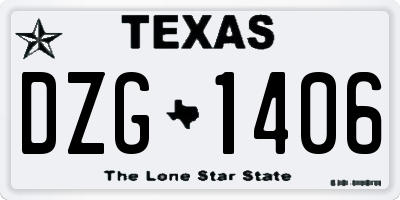 TX license plate DZG1406