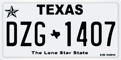 TX license plate DZG1407
