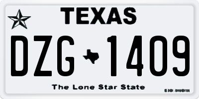 TX license plate DZG1409
