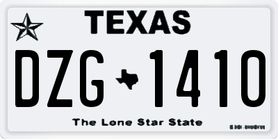 TX license plate DZG1410