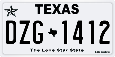 TX license plate DZG1412