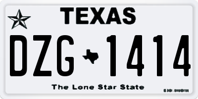 TX license plate DZG1414