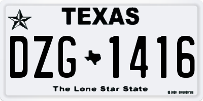 TX license plate DZG1416