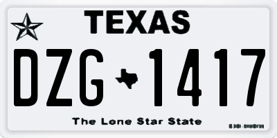 TX license plate DZG1417