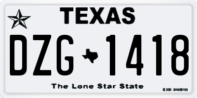 TX license plate DZG1418