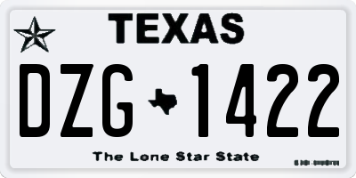 TX license plate DZG1422