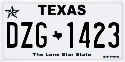 TX license plate DZG1423