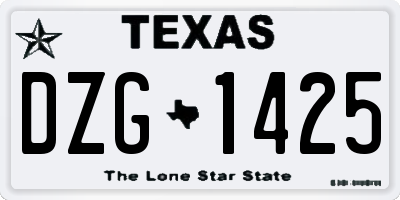 TX license plate DZG1425