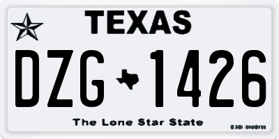 TX license plate DZG1426