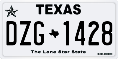 TX license plate DZG1428