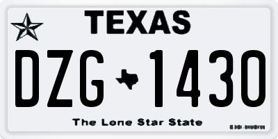 TX license plate DZG1430