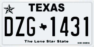 TX license plate DZG1431