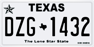 TX license plate DZG1432