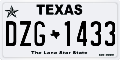 TX license plate DZG1433