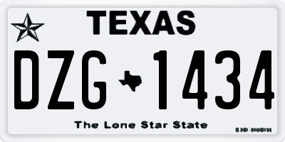 TX license plate DZG1434