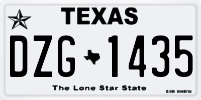 TX license plate DZG1435