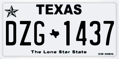 TX license plate DZG1437