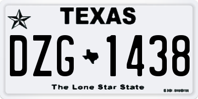 TX license plate DZG1438