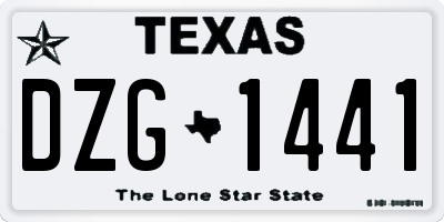 TX license plate DZG1441