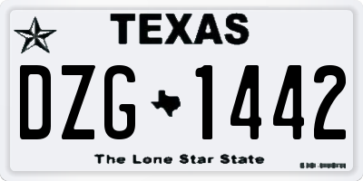 TX license plate DZG1442