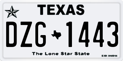 TX license plate DZG1443