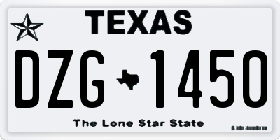 TX license plate DZG1450