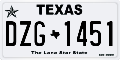 TX license plate DZG1451