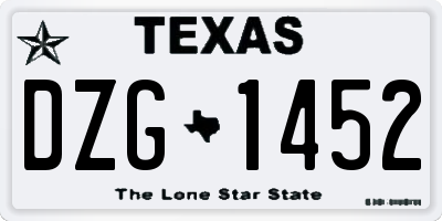TX license plate DZG1452