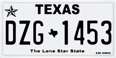 TX license plate DZG1453