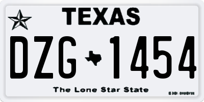 TX license plate DZG1454