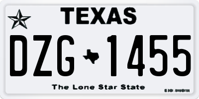 TX license plate DZG1455