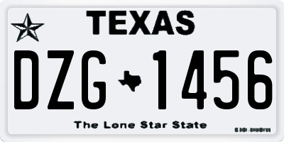 TX license plate DZG1456