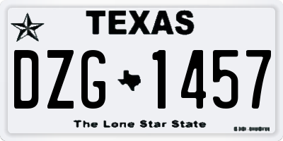 TX license plate DZG1457