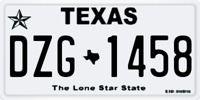 TX license plate DZG1458