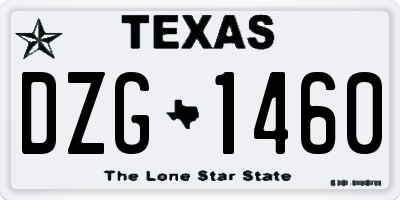 TX license plate DZG1460