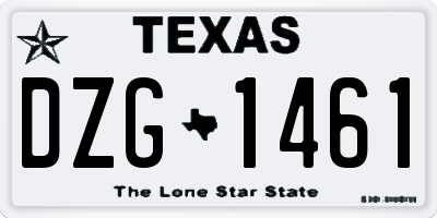 TX license plate DZG1461