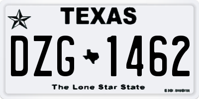 TX license plate DZG1462