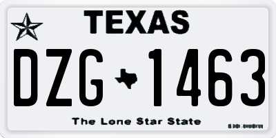 TX license plate DZG1463