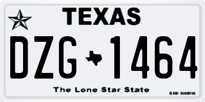 TX license plate DZG1464