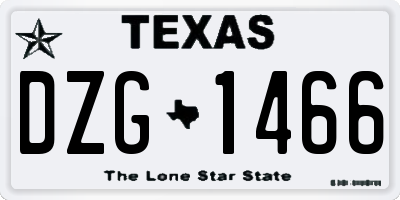 TX license plate DZG1466