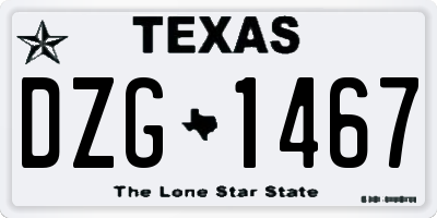 TX license plate DZG1467